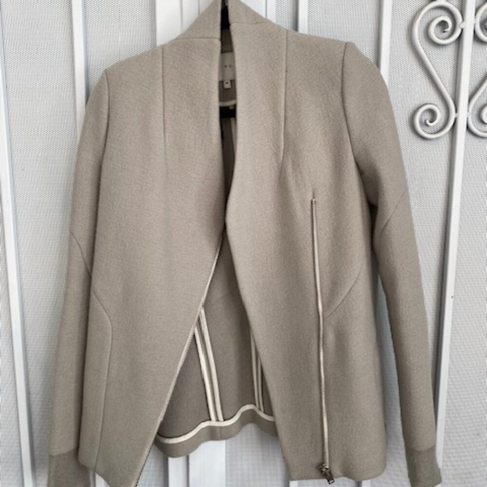IRO CURTY knotted Moto Gray Virgin Wool Women's Jacket SZ 38